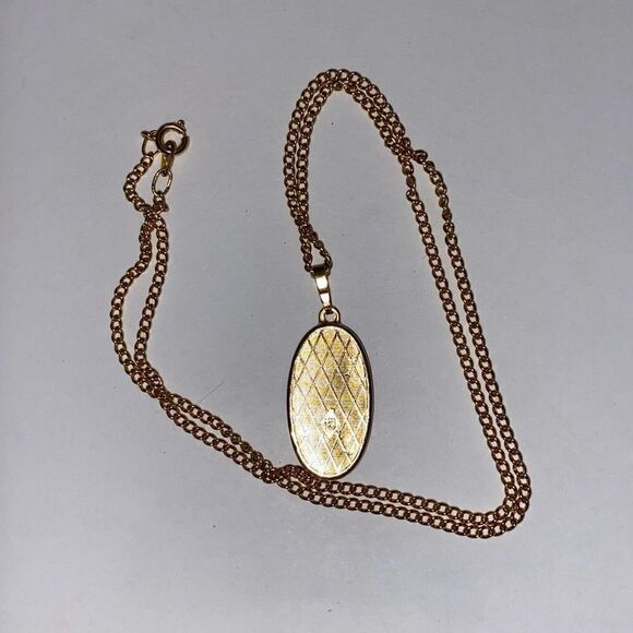 Damasquinado de Toledo Oro Women's Virgin Mary Oval Gold & Black Pendant 20" Nec - Picture 4 of 6